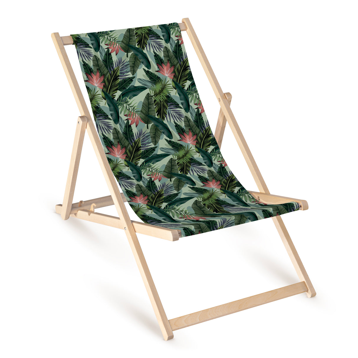 Leżak drewniany z nadrukiem LIŚCIE JUNGLE