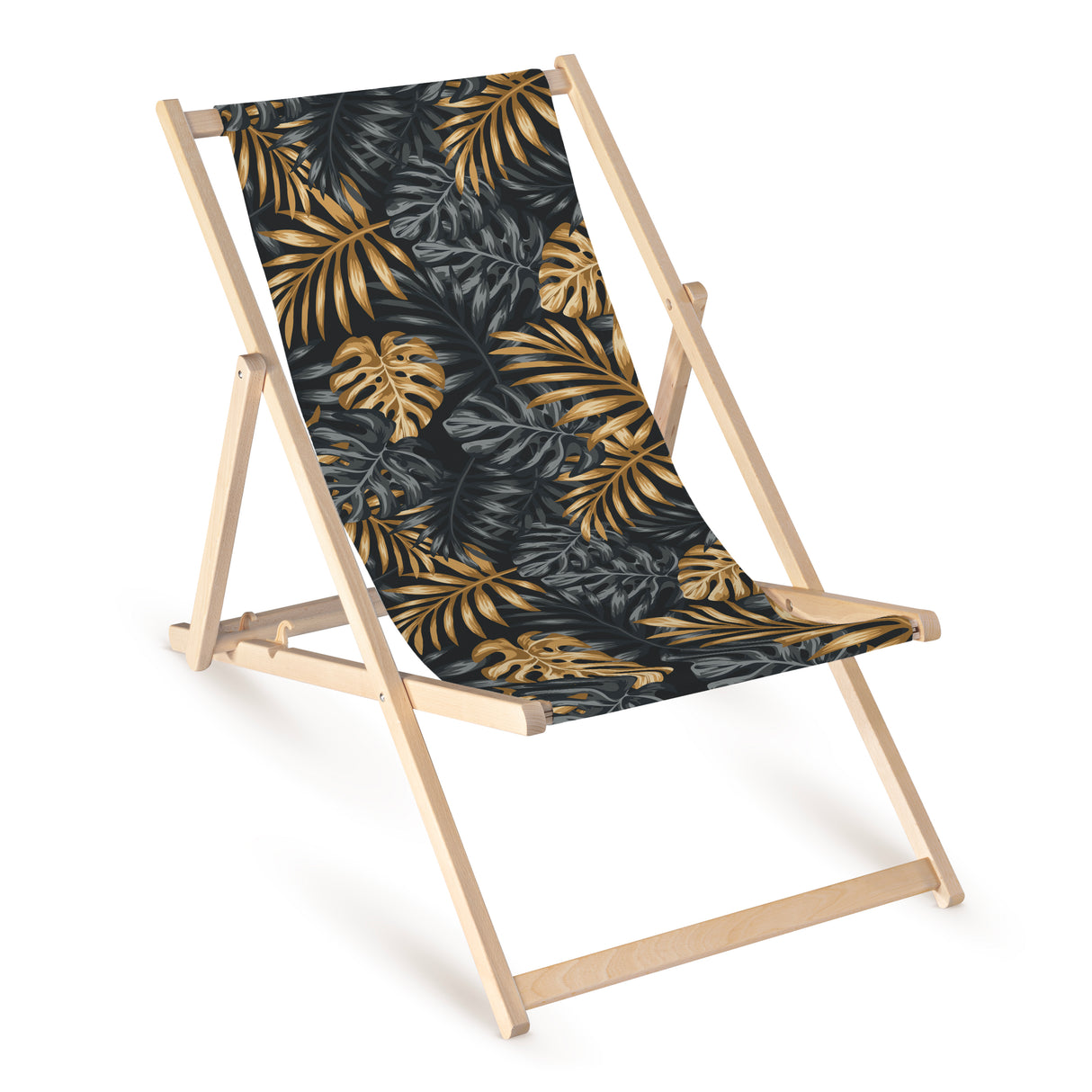 Leżak drewniany z nadrukiem ZŁOTE SZARE MONSTERY