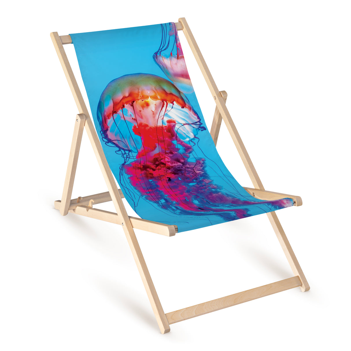 Leżak drewniany z nadrukiem MEDUZA CZERWONA