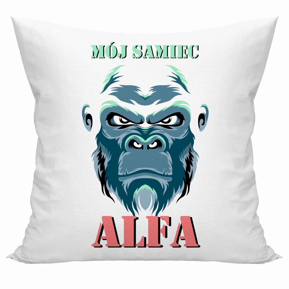 Prezent na walentynki - poduszka MÓJ SAMIEC ALFA