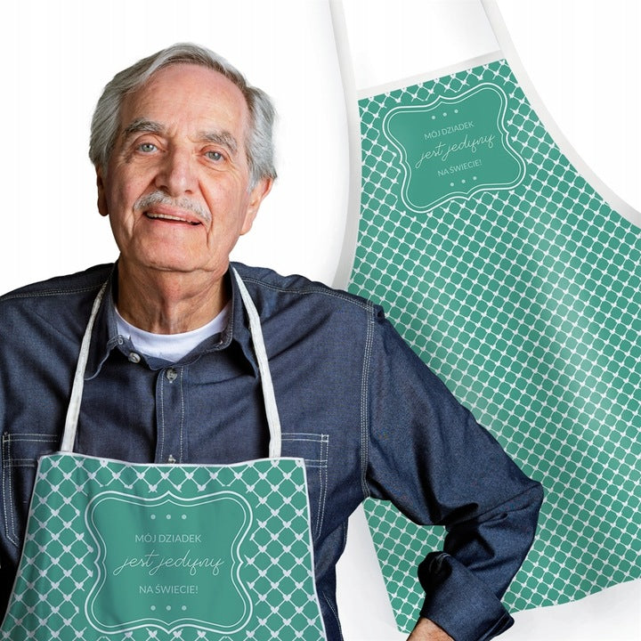 Fartuch Kuchenny z nadrukiem Mój Dziadek jest Jedyny na Świecie Prezent na Dzień Dziadka