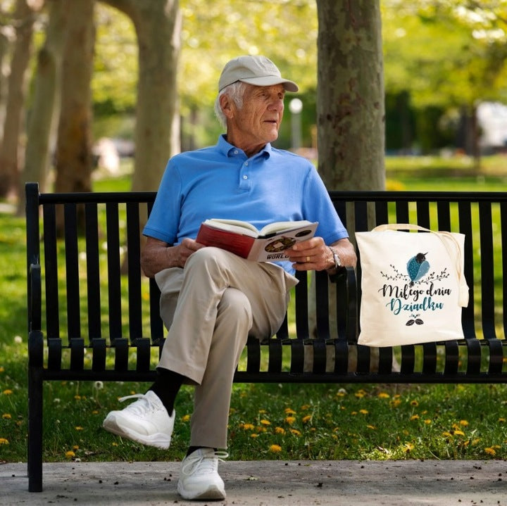 Torba Bawełniana Miłego Dnia Dziadku Prezent na Dzień Dziadka Ecru