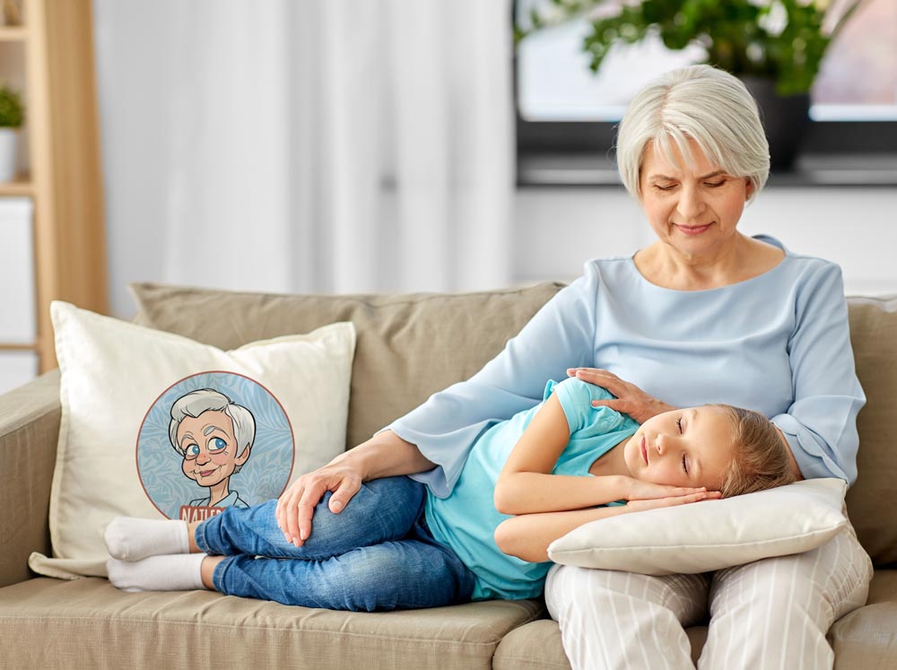 Poduszka personalizowana Karykatura Prezent na Dzień Babci Biała