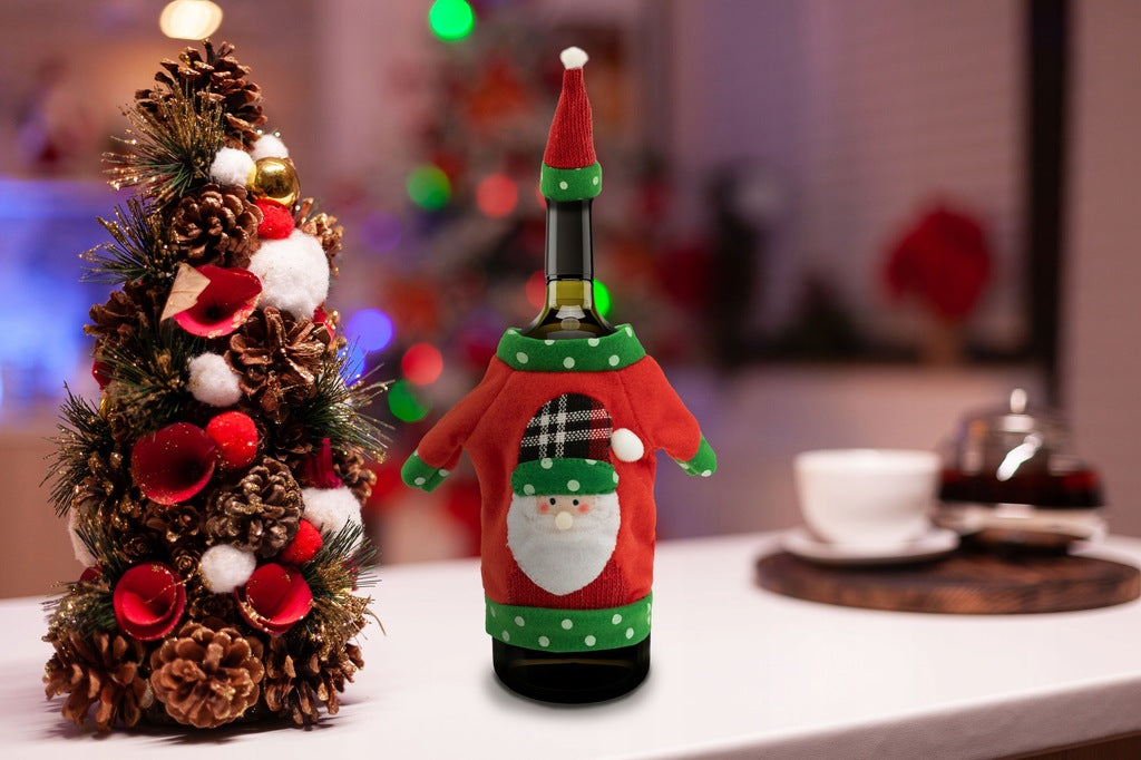 Świąteczne pokrowce na butelki z czapeczką
