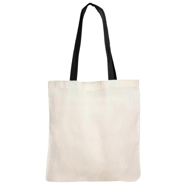 Torba bawełniana ecru 38x42cm CZARNE UCHO 140g/m2