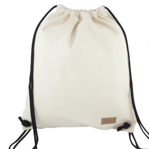 Plecak worek bawełniany 340x400mm Ecru z czarnym sznurkiem