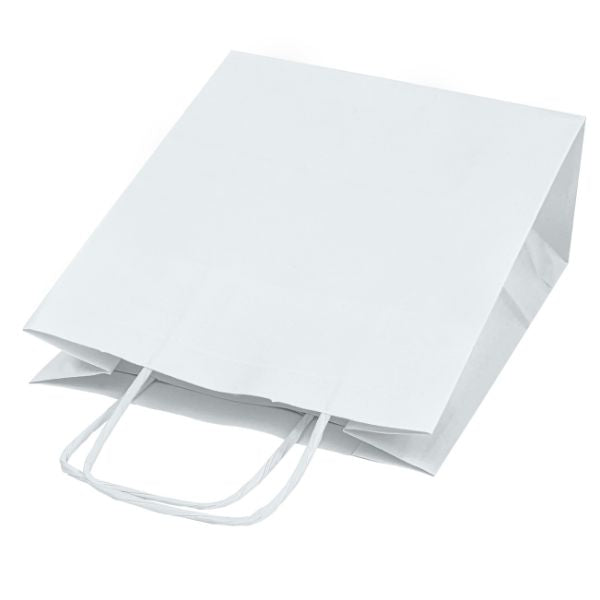 Torba papierowa z uchwytem skręcanym 180x80x225mm Biała