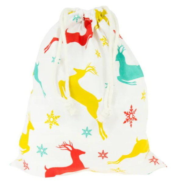 Woreczek bawełniany 30x45 cm Kolorowe Renifery