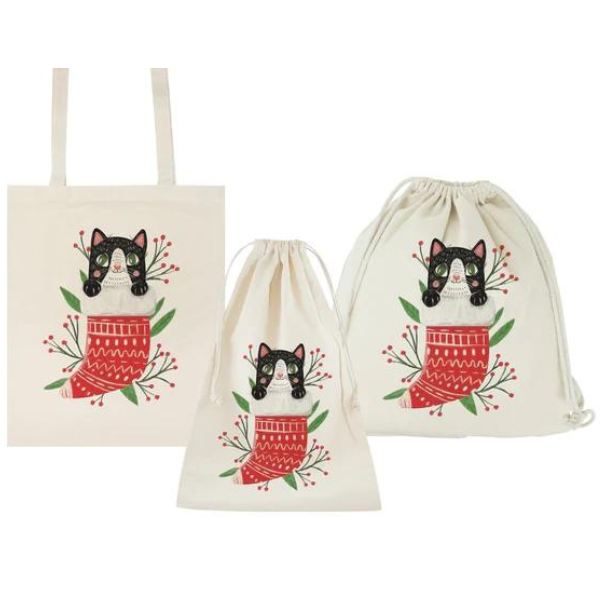 Zestaw świąteczny WOREK PLECAK TORBA kot