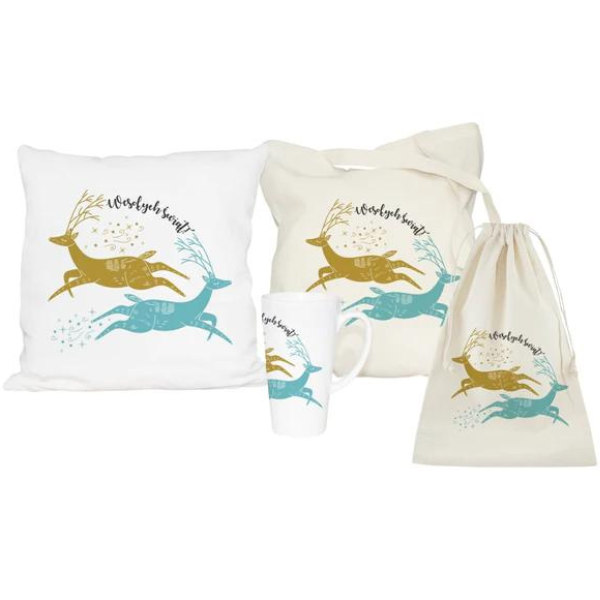 Zestaw świąteczny WOREK PODUSZKA TORBA KUBEK wesołych świąt