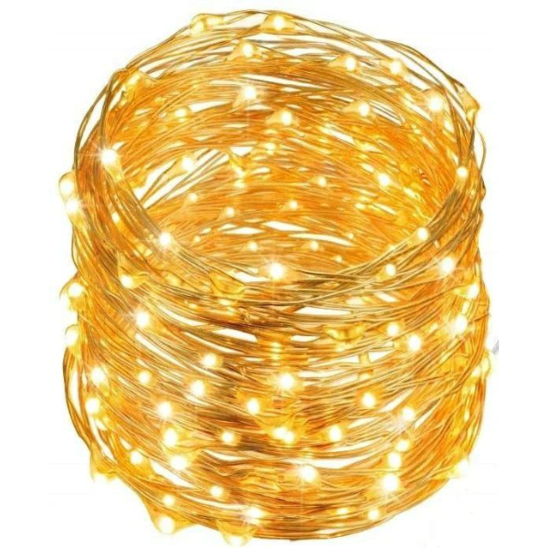 Lampki 100 LED na druciku z ciepła barwą światła