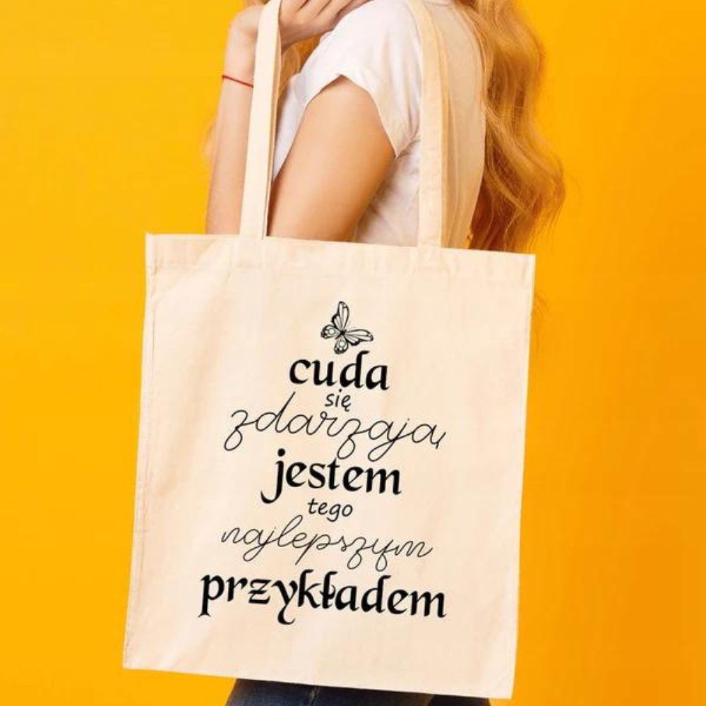 Prezent na Dzień Kobiet - Torba z nadrukiem ecru