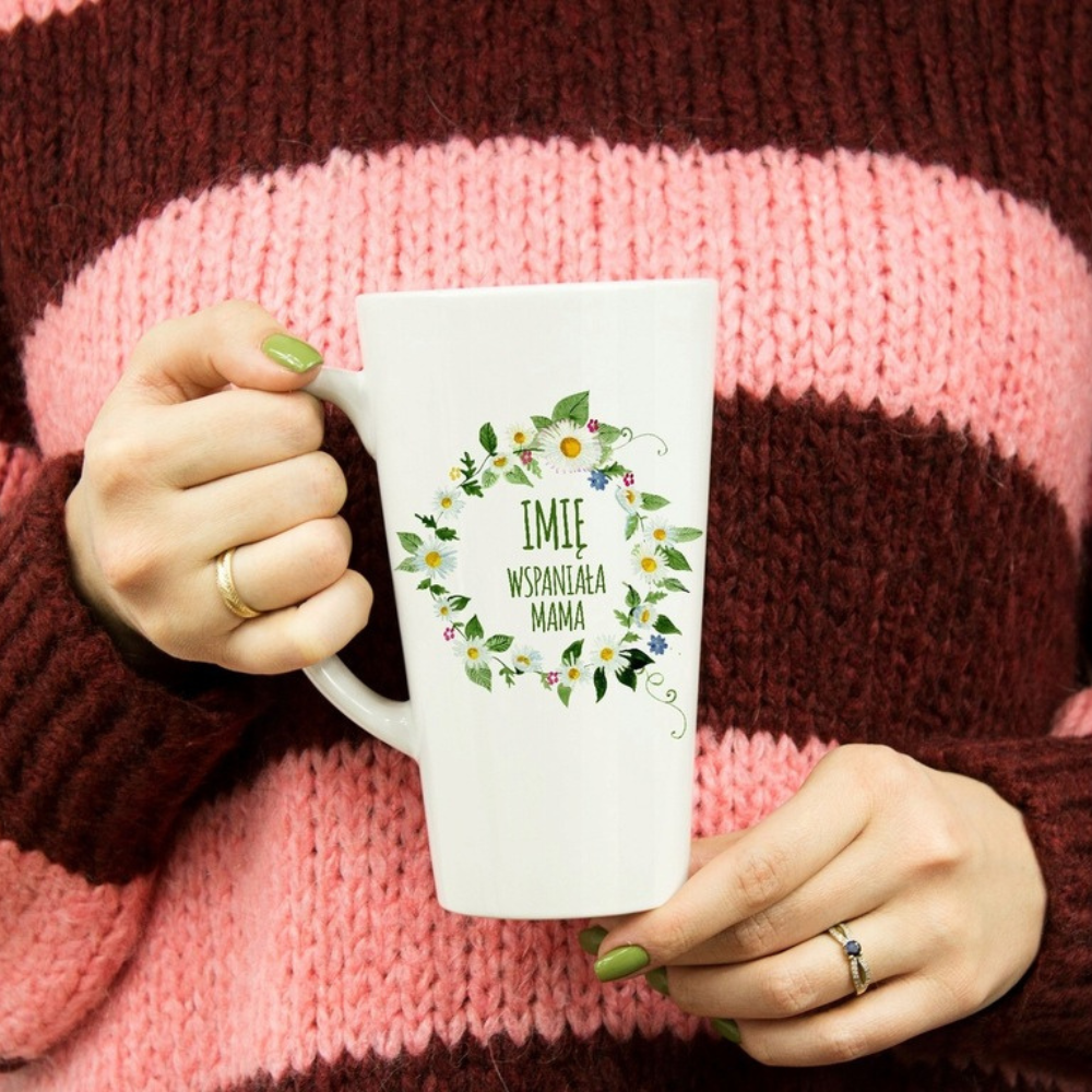 Prezent na dzień matki KUBEK LATTE KUBEK - IMIĘ + WSPANIAŁA MAMA