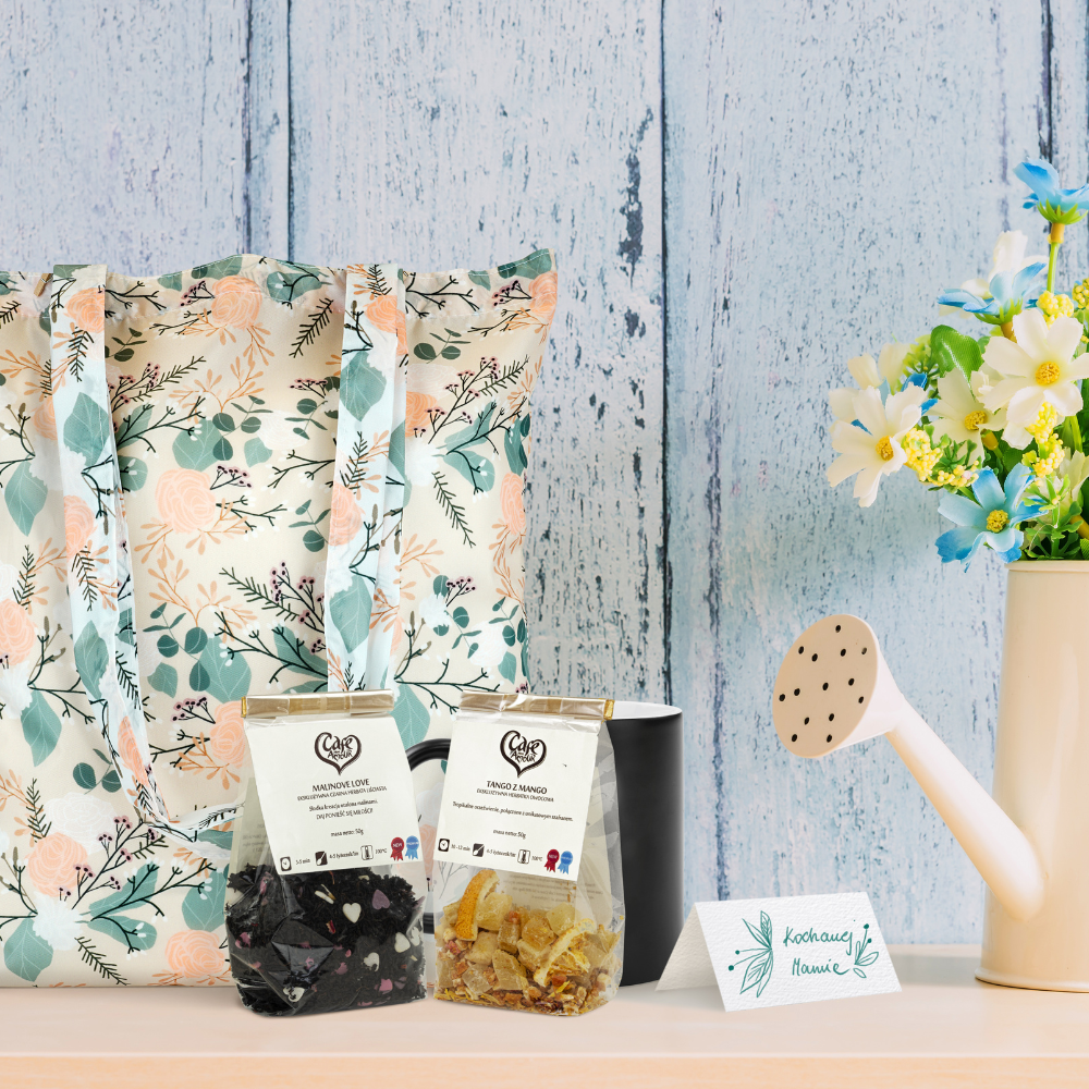 Zestaw prezentowy na Dzień Matki - kubek torba herbata