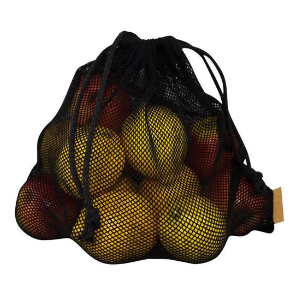 Worek z siatki bawełnianej 25x30cm - kolor czarny