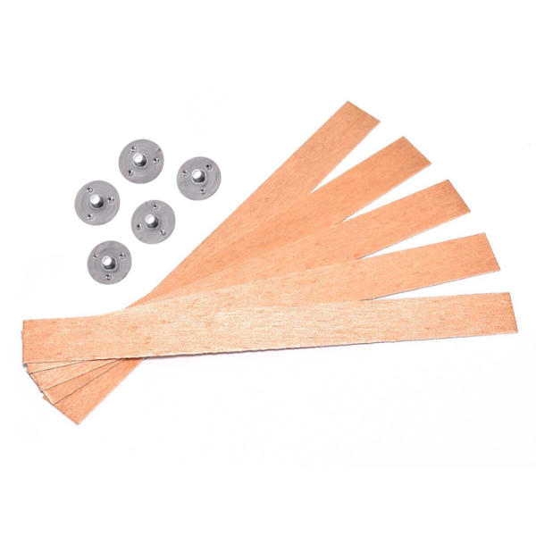 Knoty drewniane 15cm z blaszką 5szt.