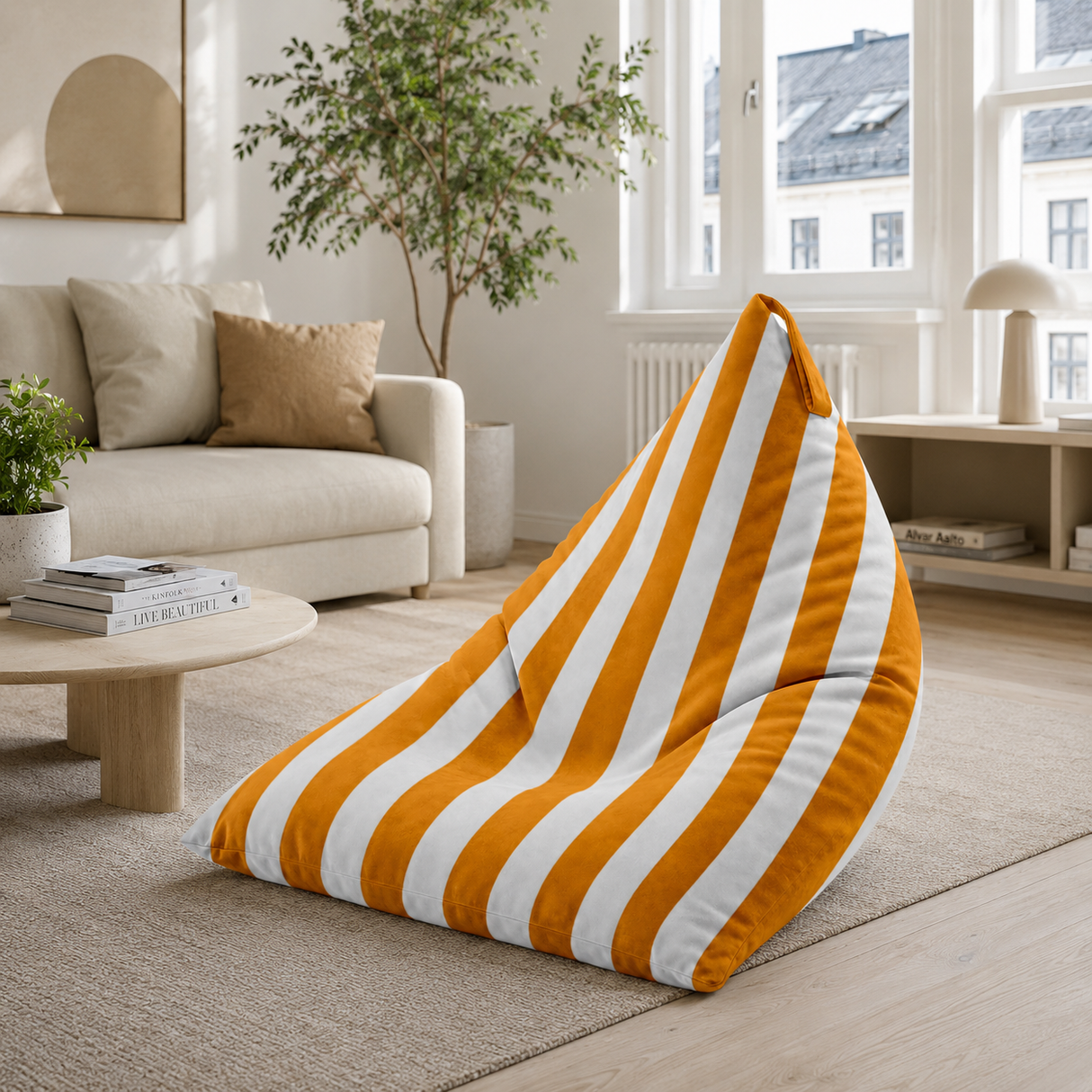 Pufa Pillow XL VELVET Paski Kolorowe