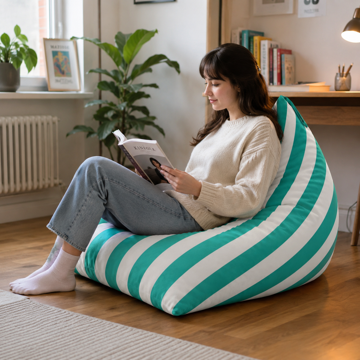 Pufa Pillow XL VELVET Paski Kolorowe