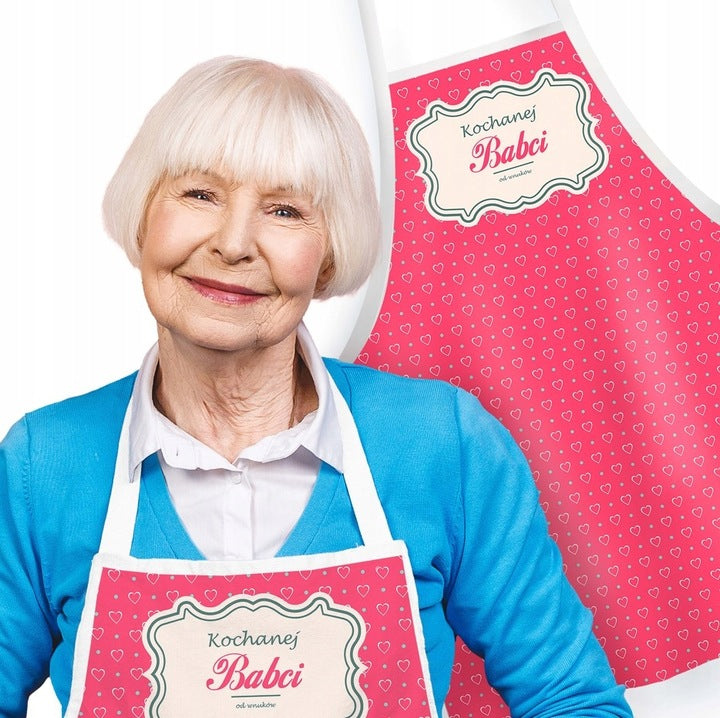 Fartuch Kuchenny z nadrukiem Kochanej Babci od wnuków Prezent na Dzień Babci