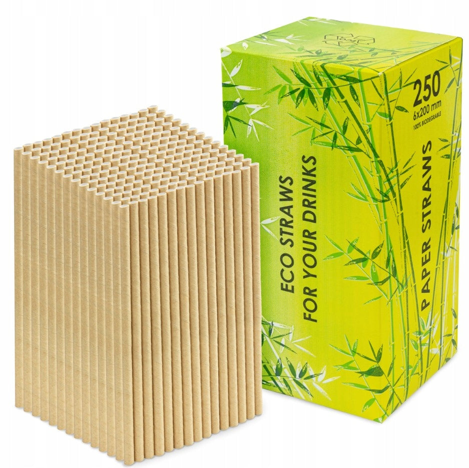 Słomki Papierowe Grube Brązowe 20cm 200 szt.