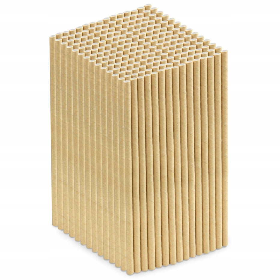 Słomki Papierowe Grube Brązowe 20cm 200 szt.