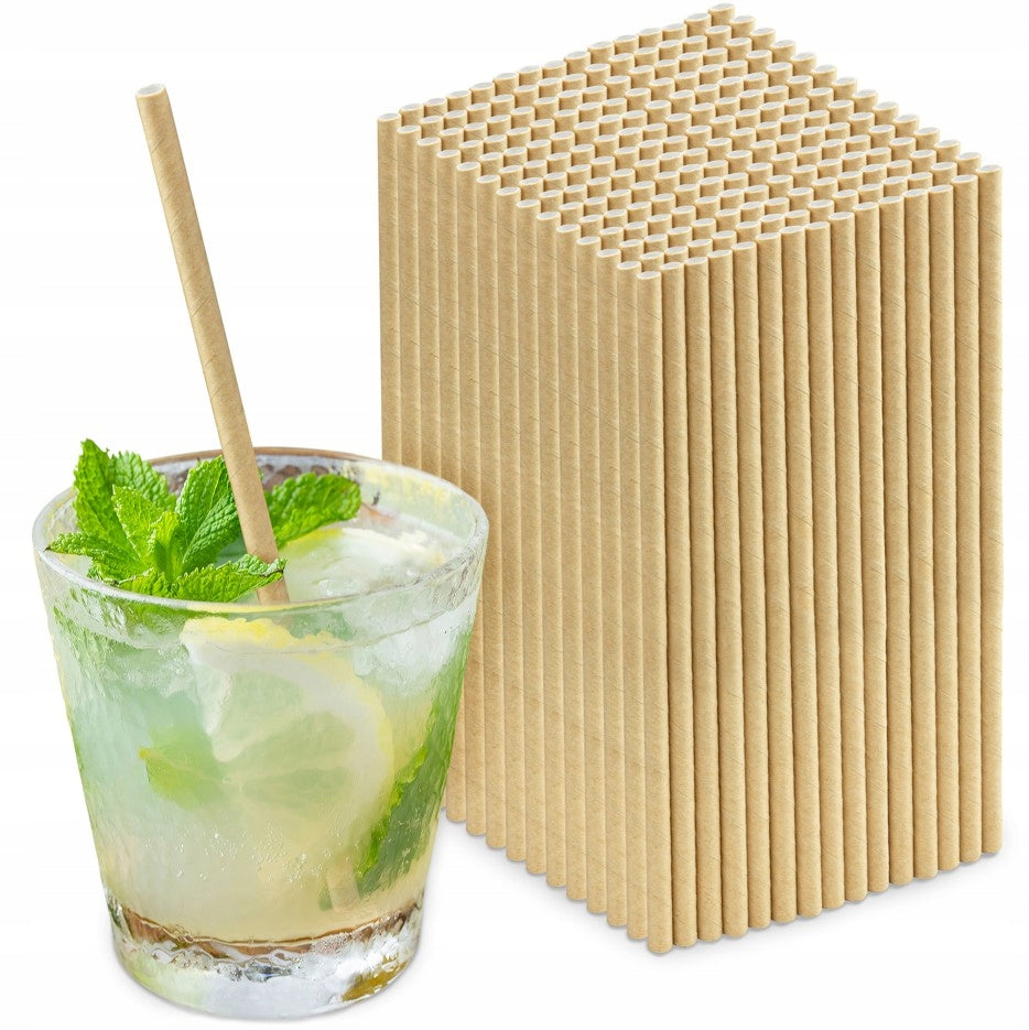 Słomki Papierowe Grube Brązowe 20cm 200 szt.