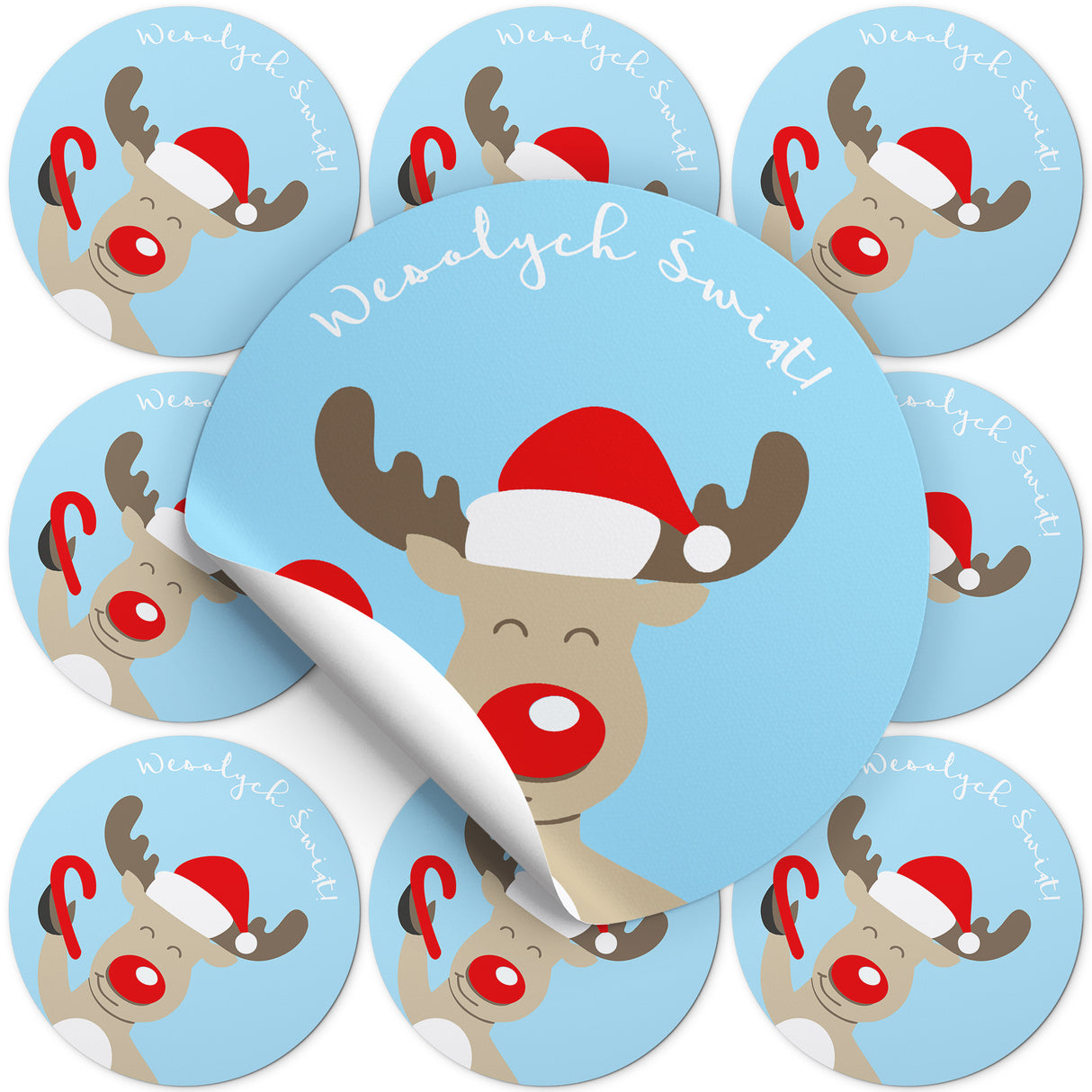 Naklejki świąteczne RENIFER ozdobne 10szt.