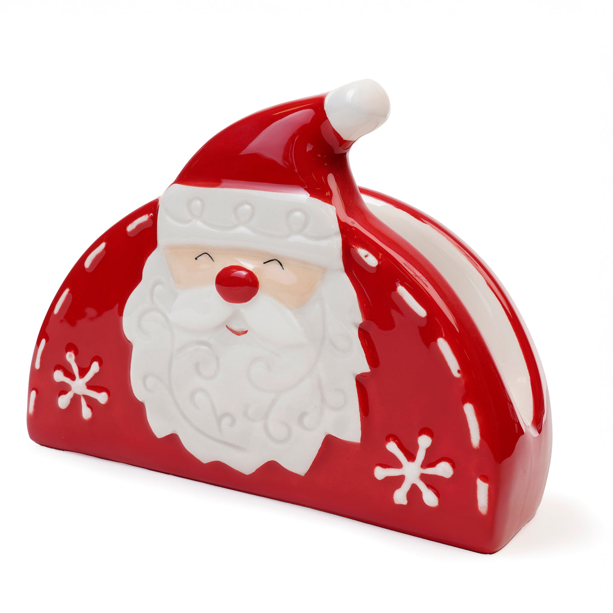 Ceramiczny stojak na serwetki z motywem Mikołaja