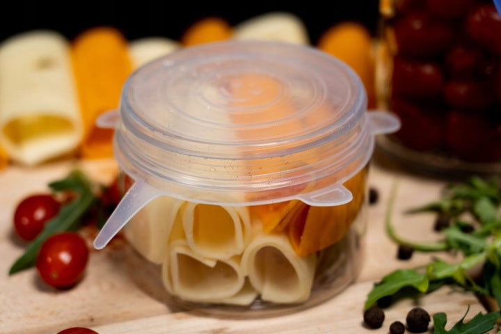 Pokrywki silikonowe do żywności UNIWERSALNE BIAŁE 6szt.