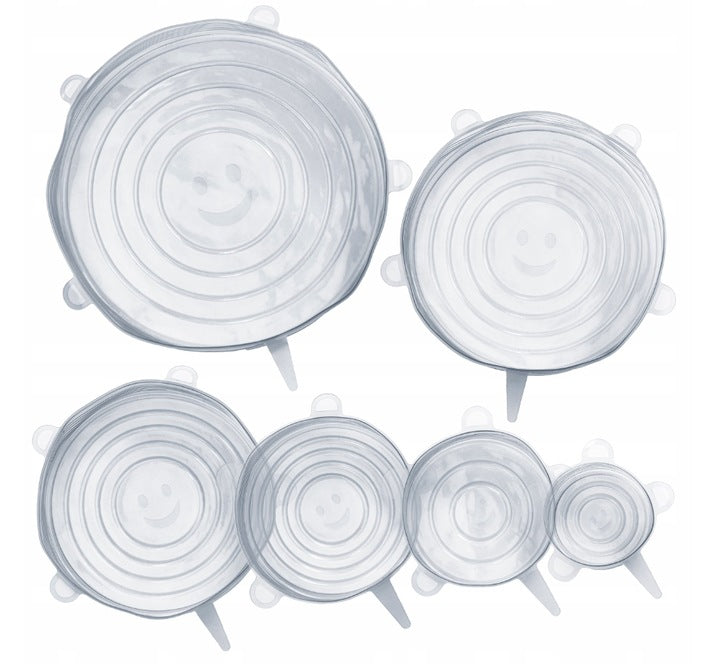 Pokrywki silikonowe do żywności UNIWERSALNE BIAŁE 6szt.