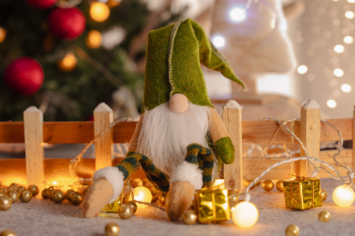 Gnom świąteczny Zielony Czerwony 49cm