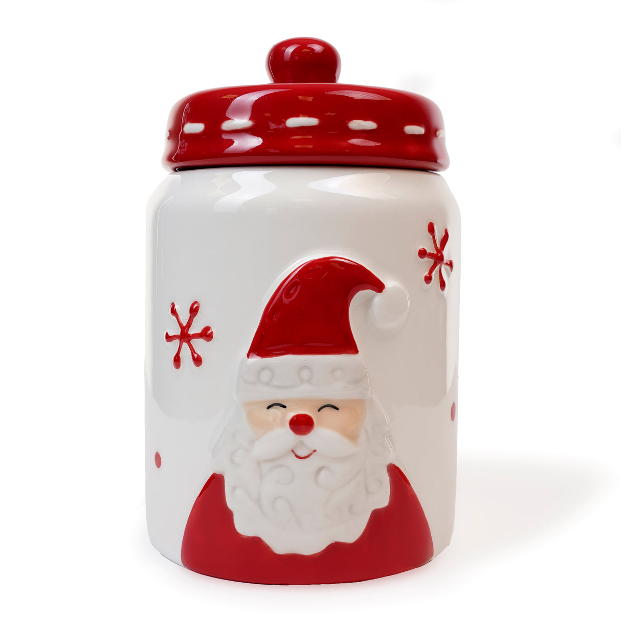 Ceramiczny pojemnik świąteczny z motywem Mikołaja