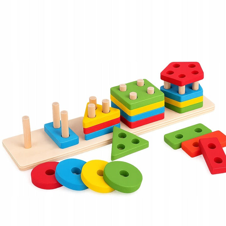 Drewniana układanka edukacyjna figury geometryczne