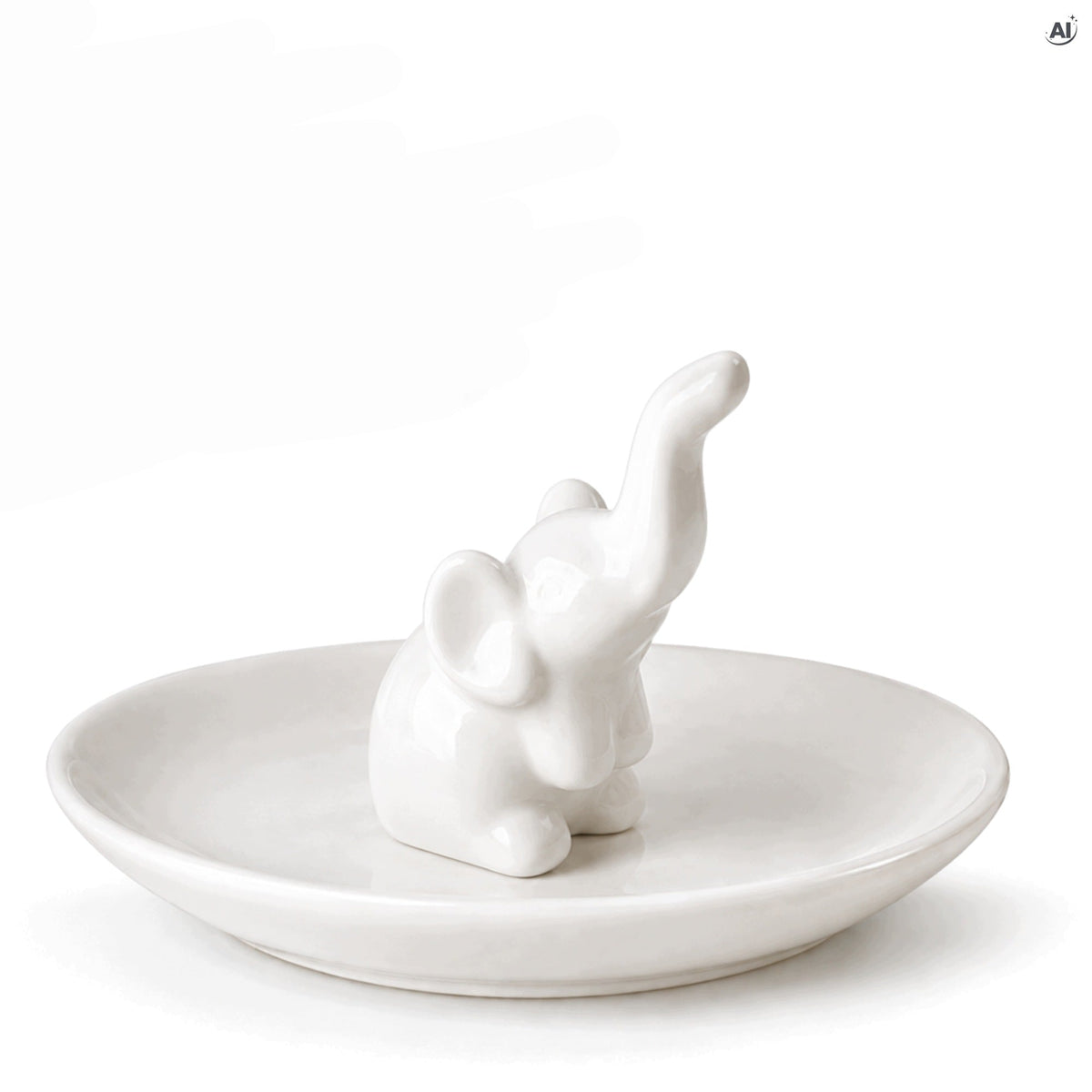 Porcelanowy stojak na biżuterię w kształcie słonia