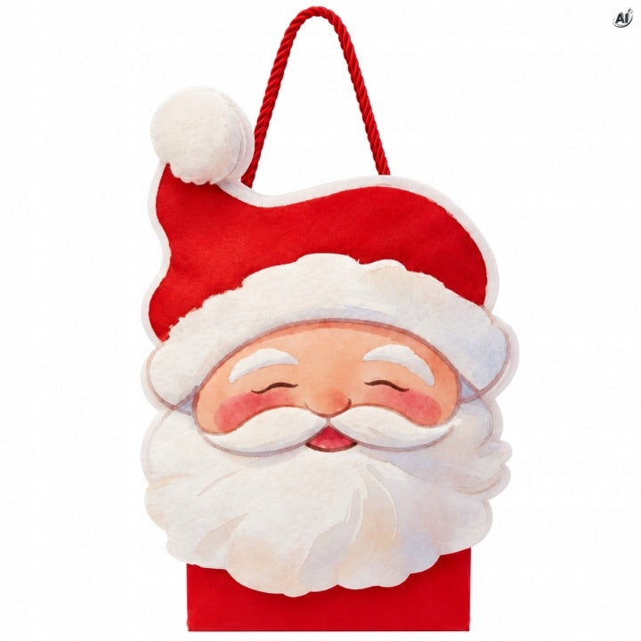 Torba papierowa z uchwytem sznurkowym 230x95x265mm Mikołaj 3szt.