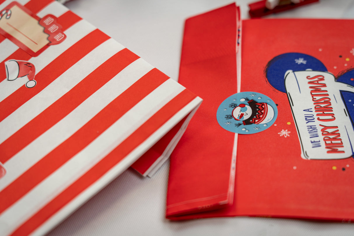 Zestaw torebek Świątecznych do pakowania prezentów CZERWONY PAPIER