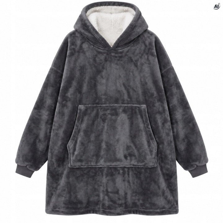 Kocobluza Gruba Szara Szlafrok OVERSIZE