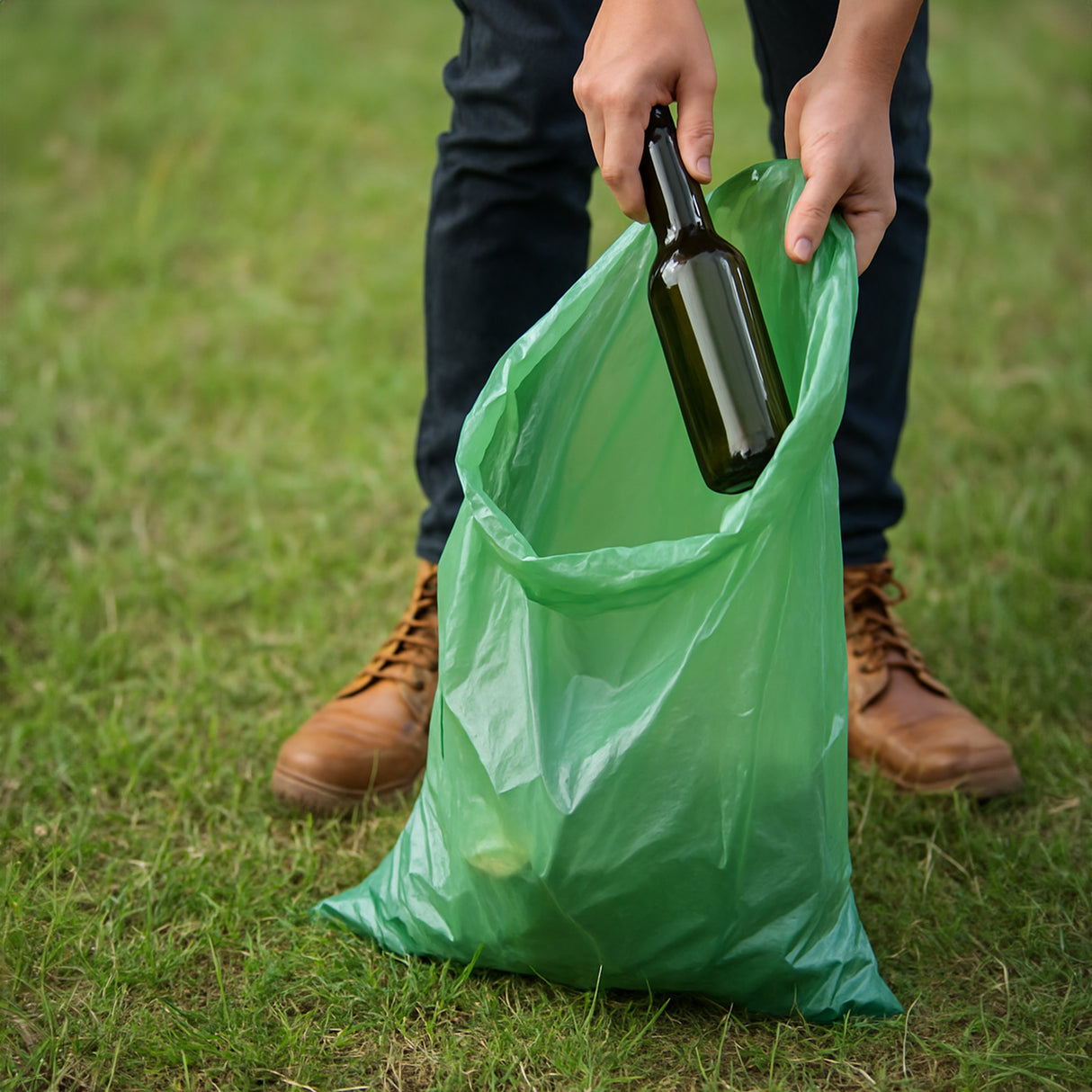 Zielone worki na śmieci z recyklingu 60 L