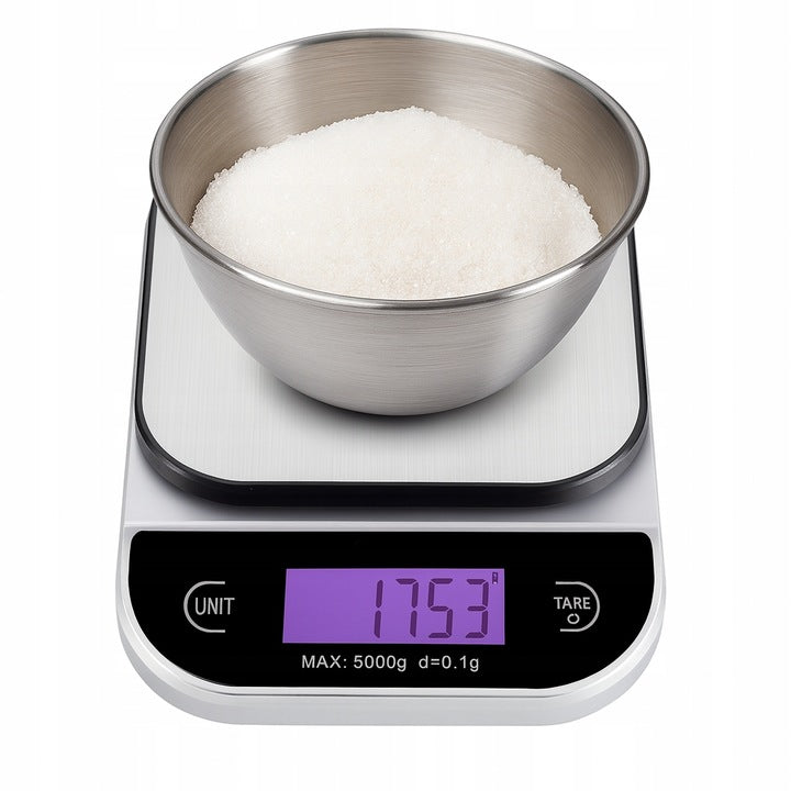 Srebrna elektroniczna waga kuchenna LCD