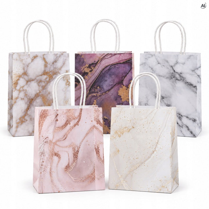 Torba papierowa z Uchwytem Skręcanym 150x80x210 mm - Marmur