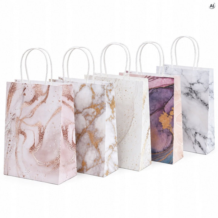 Torba papierowa z Uchwytem Skręcanym 150x80x210 mm - Marmur