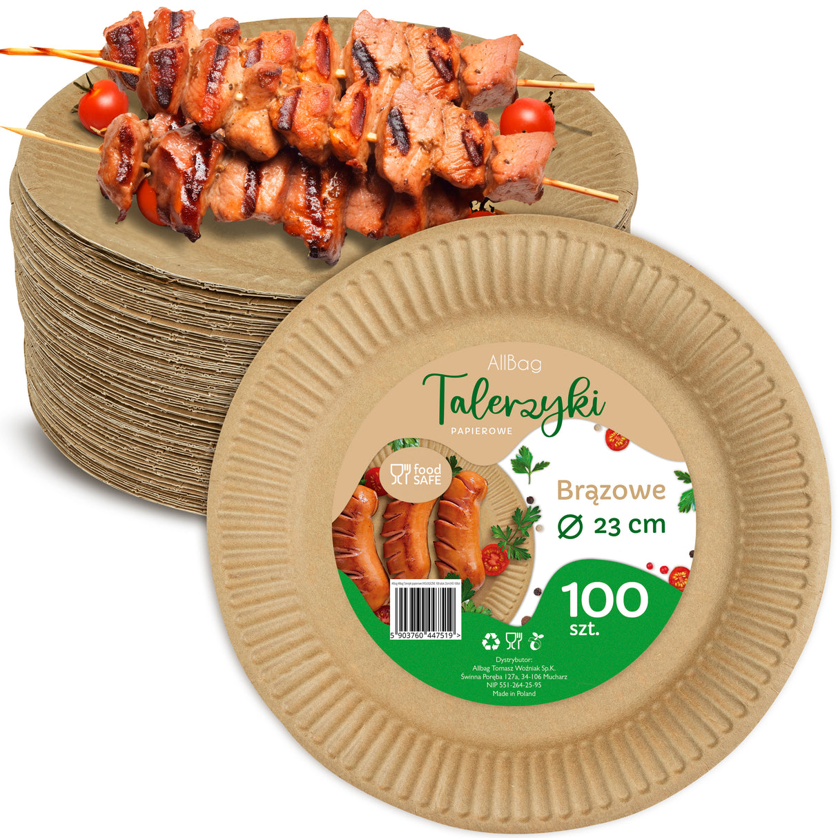 Talerzyki papierowe EKO 23cm 100szt