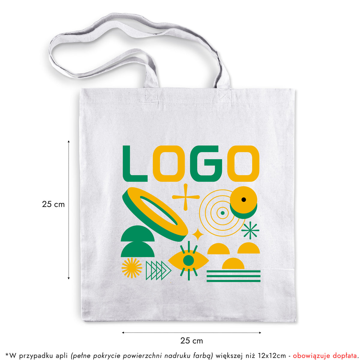 Torba bawełniana z nadrukiem 380x420mm 145g/m2 Biała