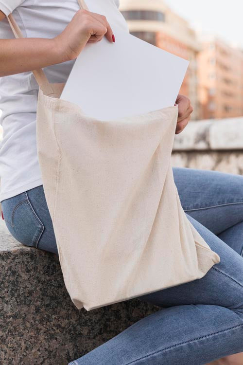 Torba Bawełniana 380x420mm Ecru Uchwyt: 70cm