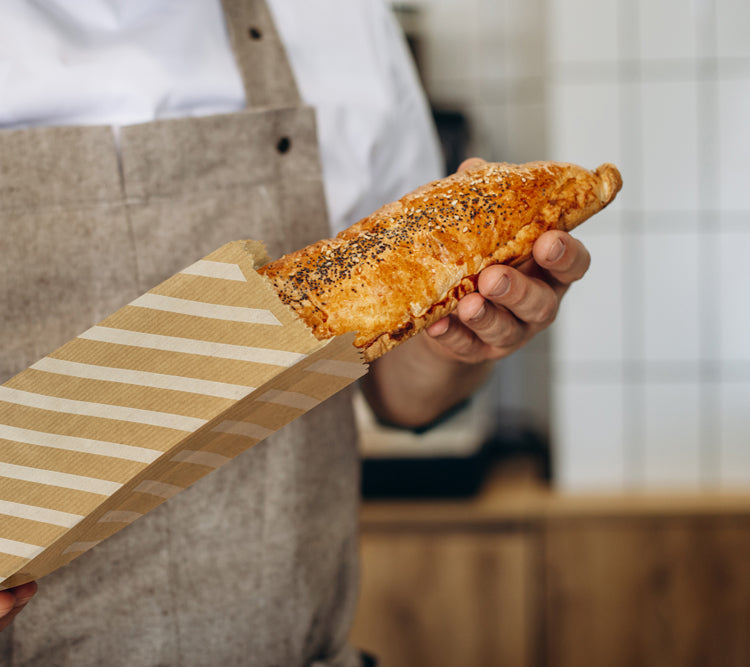 Torba fałdowa 120x210mm w paski Brązowa 25szt.