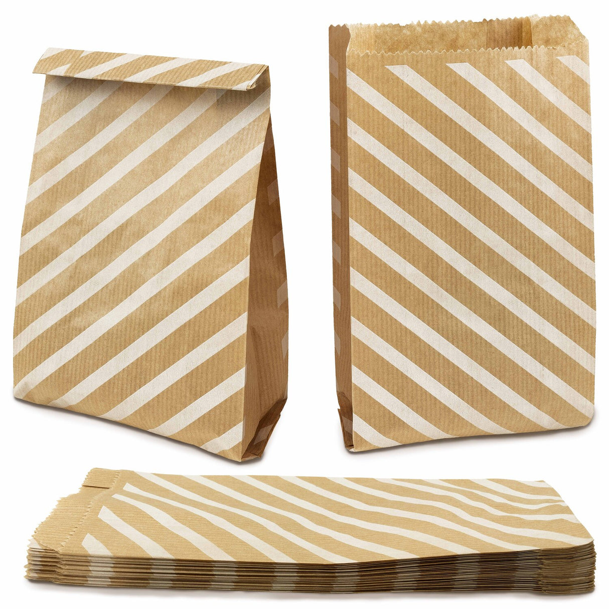 Torba fałdowa 120x210mm w paski Brązowa 25szt.