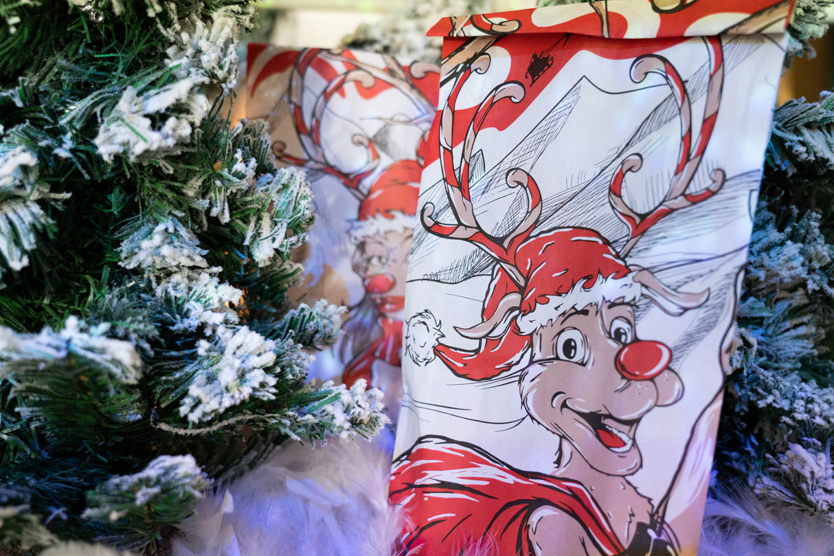 Torby papierowa świąteczne 180x80x360mm Para Reniferów 10szt.