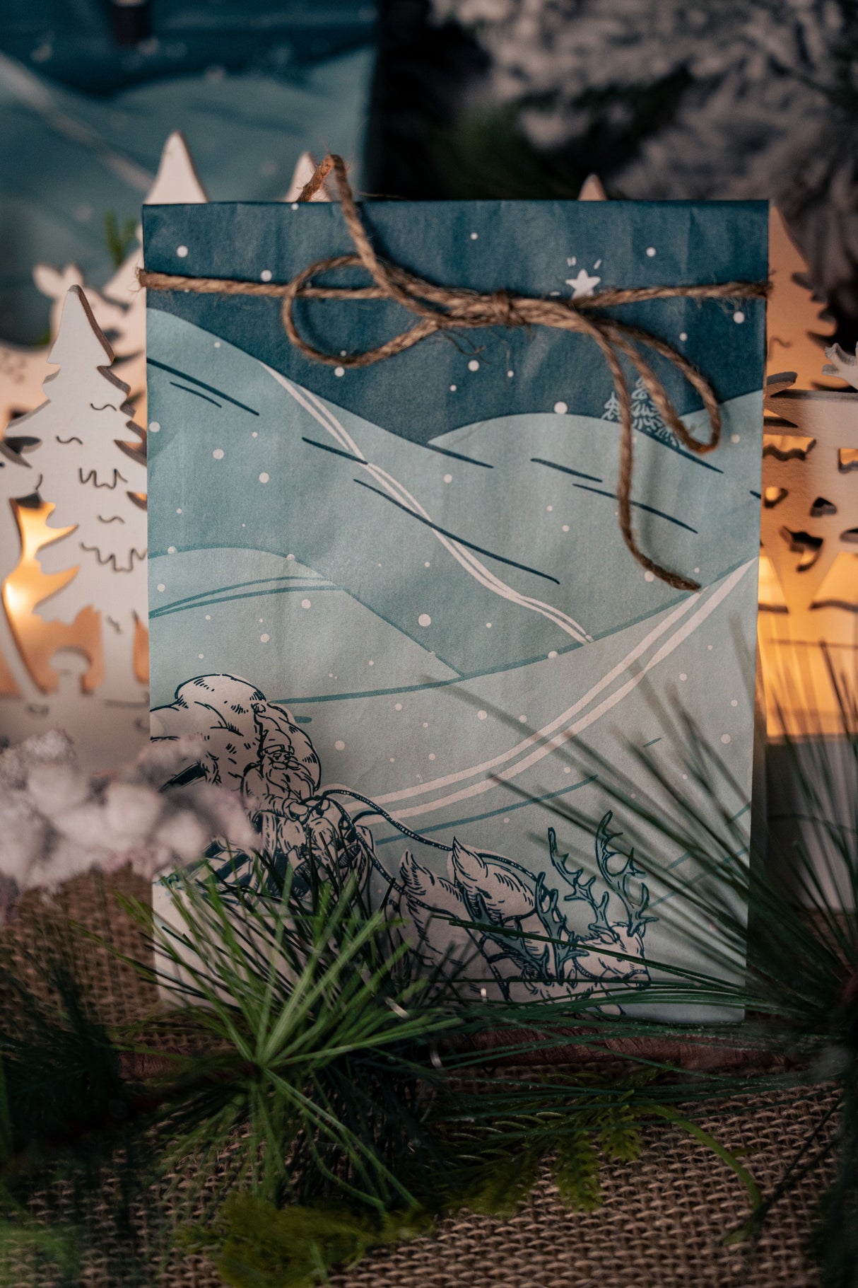 Torby papierowa świąteczne 120x50x220mm Choinka 25szt.