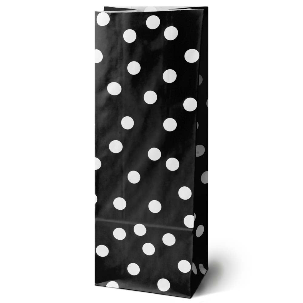 Torba papierowa klockowa 100x70x280 mm w groszki Czarna 10 szt.