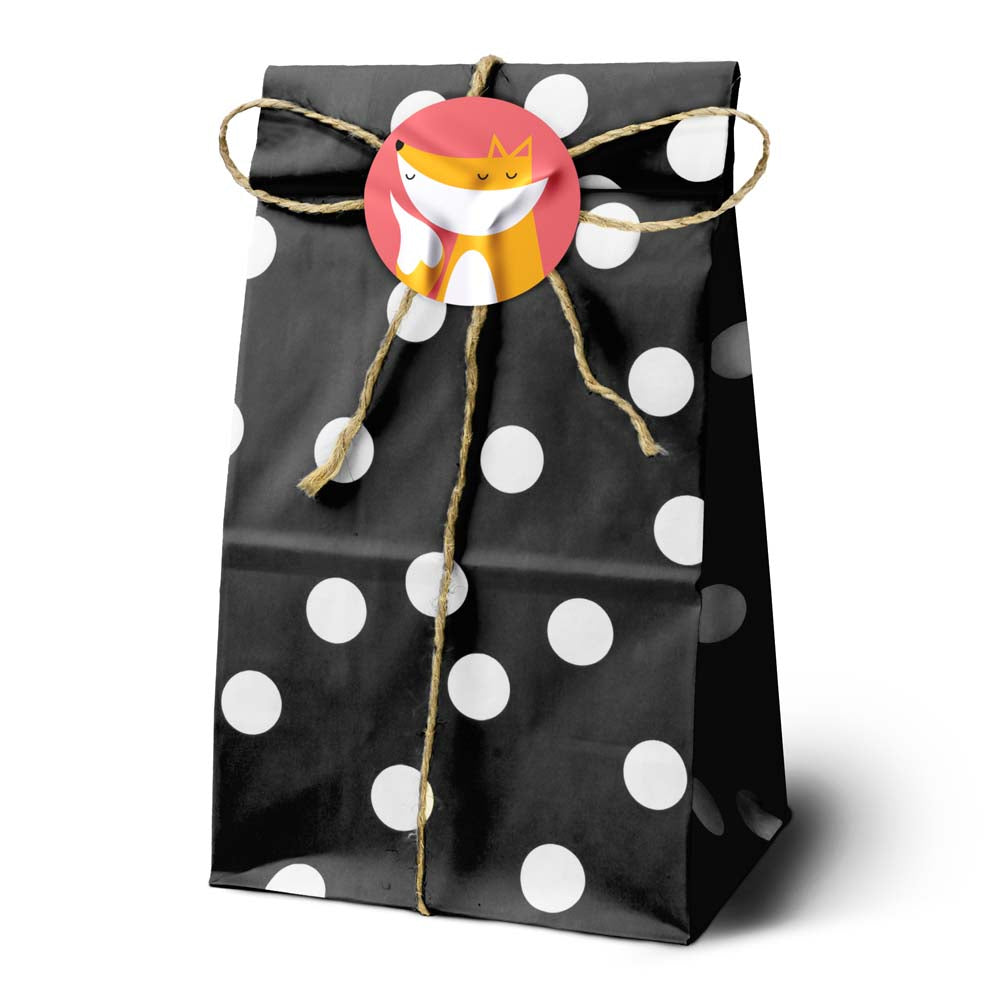 Torba papierowa klockowa 100x70x280 mm w groszki Czarna 10 szt.